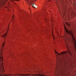 Red Sparkly Knit Dress